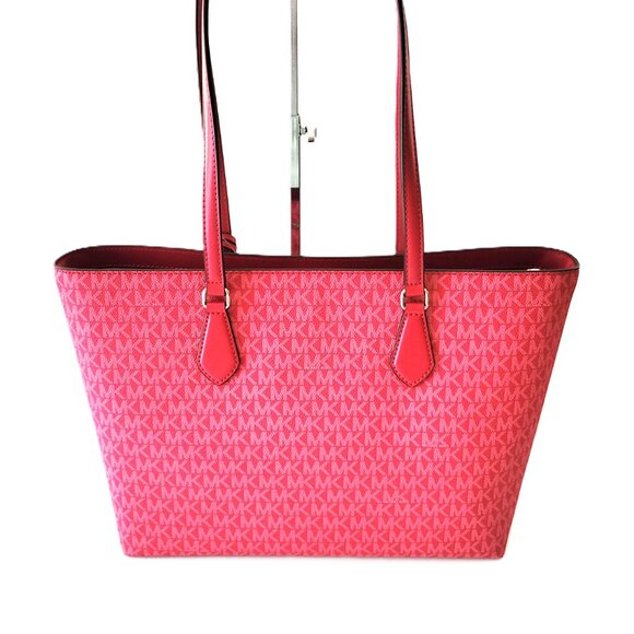 Michael Kors Sheila Large Multifunction Tote Shopper Handbag MK Logo Dark Raspbe - Picture 5 of 9